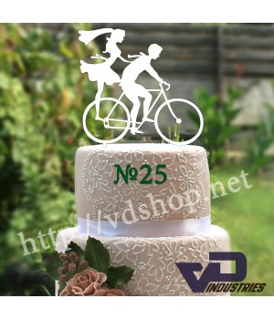 Топпер №25 "Жених и невеста на велосипеде"