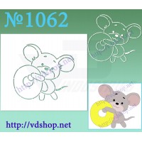 Трафарет многоразовый контурный №1062 "Мышка с цифрой 0"
