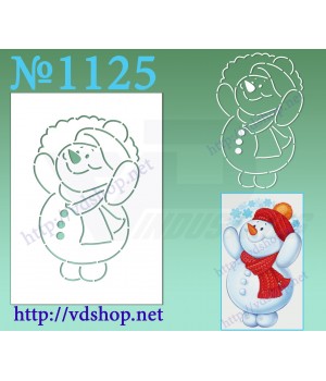 Трафарет багаторазовий контурний №1125 "Сніговик зі сніжинками"