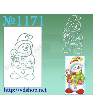 Трафарет багаторазовий контурний №1171 "Сніговик з цукеркою"