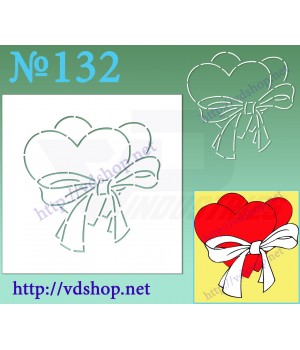 Трафарет многоразовый контурный №132 "Два сердца с бантиком"