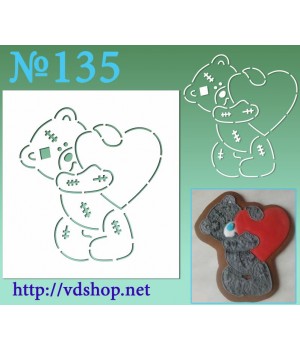 Трафарет многоразовый контурный №135 "Мишка Тедди с сердцем"