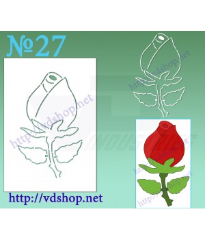 Трафарет багаторазовий контурний №27 "Троянда з листям"