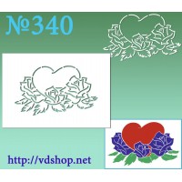 Трафарет многоразовый контурный №340 "Сердце в розах"
