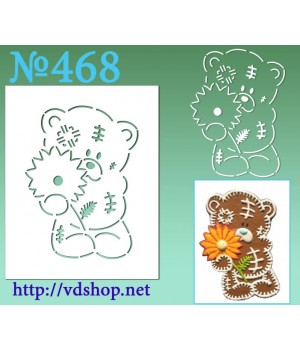 Трафарет многоразовый контурный №468 "Мишка Тедди с цветочком"