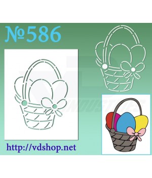 Трафарет многоразовый контурный №586 "Корзинка с тремя яйцами"