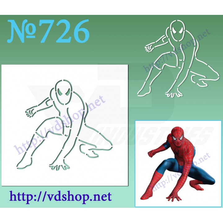 Трафарет многоразовый контурный №726 "Человек паук в прыжке"