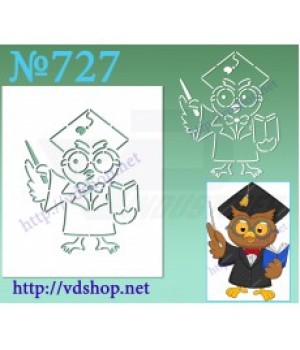 Трафарет многоразовый контурный №727 "Сова учитель"