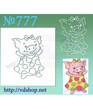Трафарет многоразовый контурный №777 "Свинка в платье"