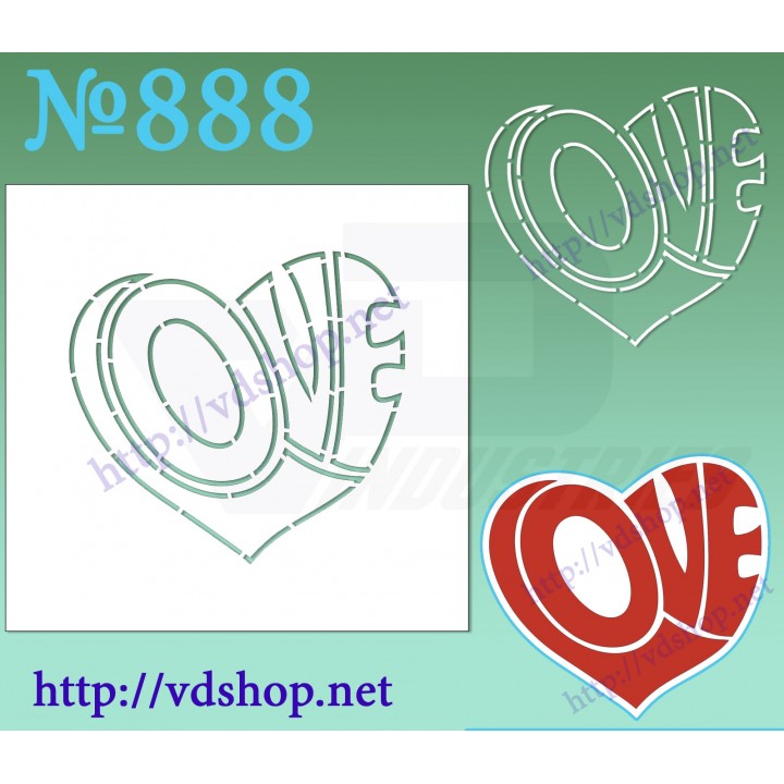 Трафарет многоразовый контурный №888 "LOVE в сердце"
