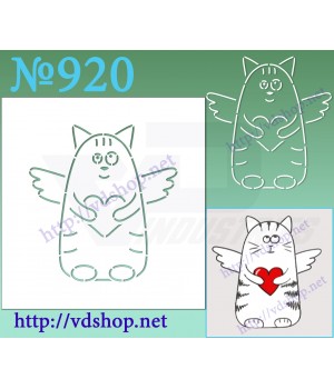 Трафарет многоразовый контурный №920 "Котик с крылышками"