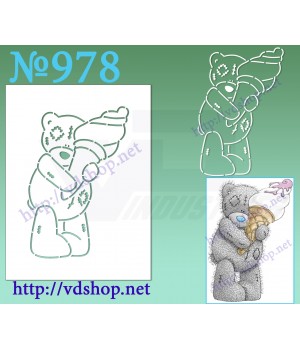Трафарет багаторазовий контурний №978 "Ведмедик Тедді з морозивом"