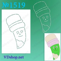 Трафарет багаторазовий №1519 "Олівець вигнутий з гумкою"