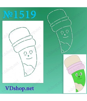 Трафарет багаторазовий №1519 "Олівець вигнутий з гумкою"