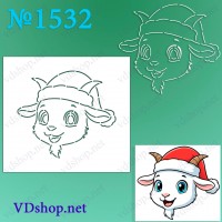 Трафарет багаторазовий №1532 "Мордашка козлика в новорічній шапці"