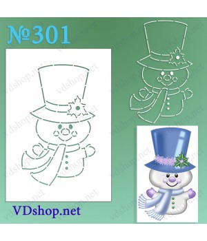 Трафарет багаторазовий №301 "Сніговик в великому капелюсі"