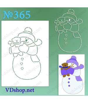 Трафарет багаторазовий №365 "Сніговик з ведмедиком"