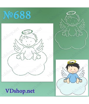 Трафарет багаторазовий №688 "Ангелятко на хмаринці"