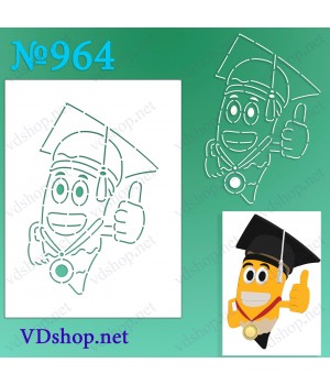 Трафарет багаторазовий №964 "Олівець із медаллю"