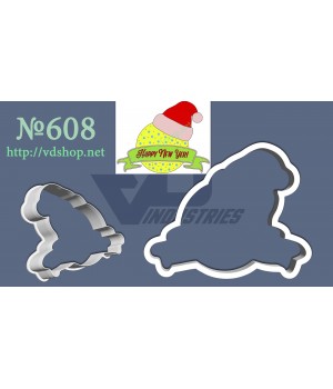Вирубка №608 "Куля в новорічній шапочці з стрічкою"