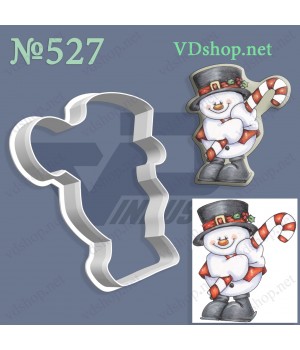 Вирубка №527 "Сніговик з різдвяною тростиною"