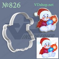 Вирубка №826 "Сніговічок з новорічною іграшкою"